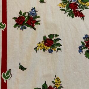 Vintage Cotton Floral Tablecloth